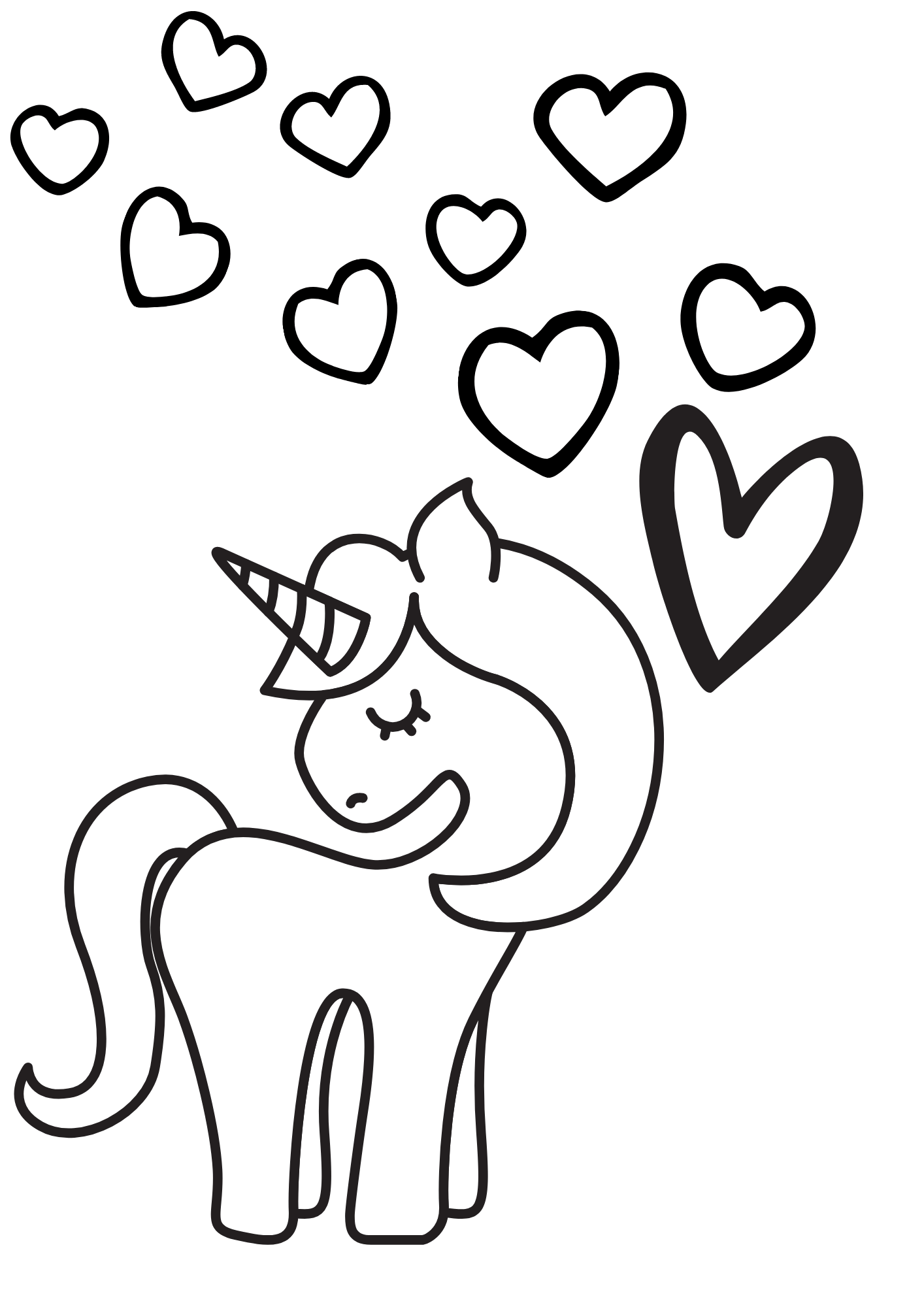 Unicorn Valentine Coloring Pages