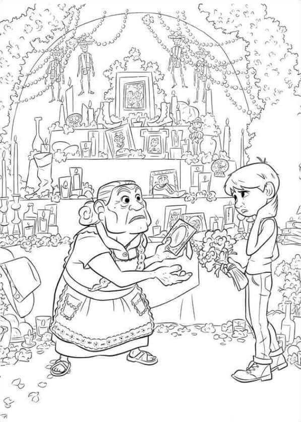 Abuelita And Miguel Coco Coloring Page