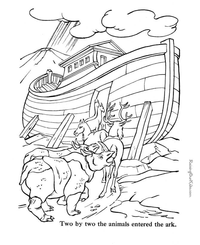 Animals Enter Ark Bible Coloring Pages