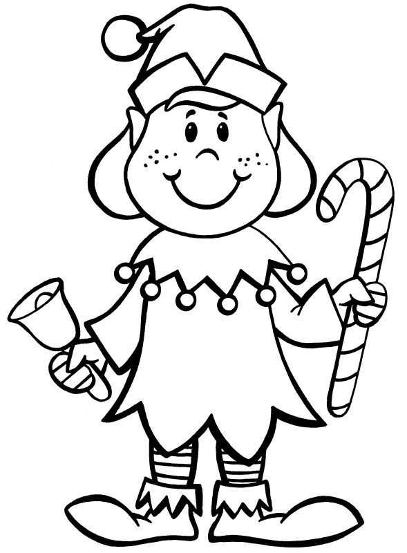 Christmas Elf Coloring Page Printable