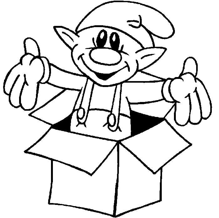 Christmas Elf Present Coloring Pages