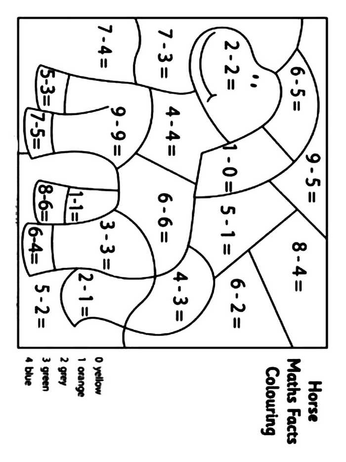 Color By Number Subtraction Worksheets