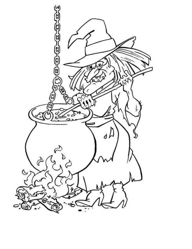 Creepy Witch Coloring Pages