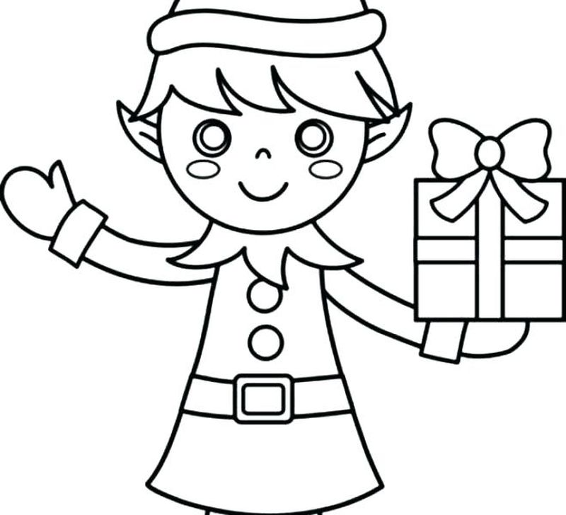 Cute Christmas Elf Coloring Pages