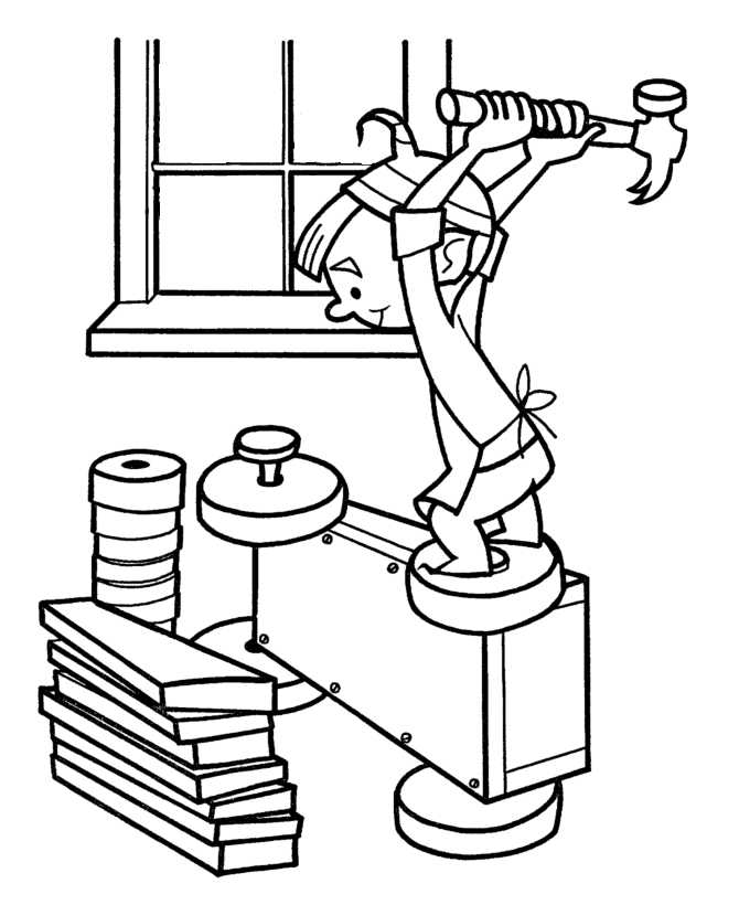 Elf Building Wagon Coloring Page