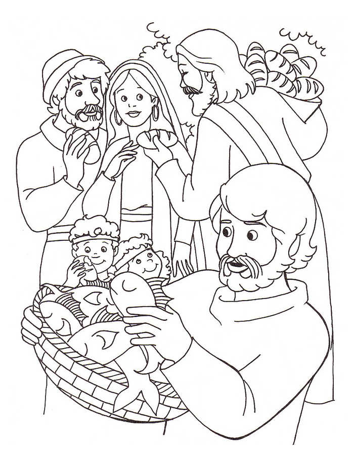 Feeding The Multitude Bible Coloring Pages