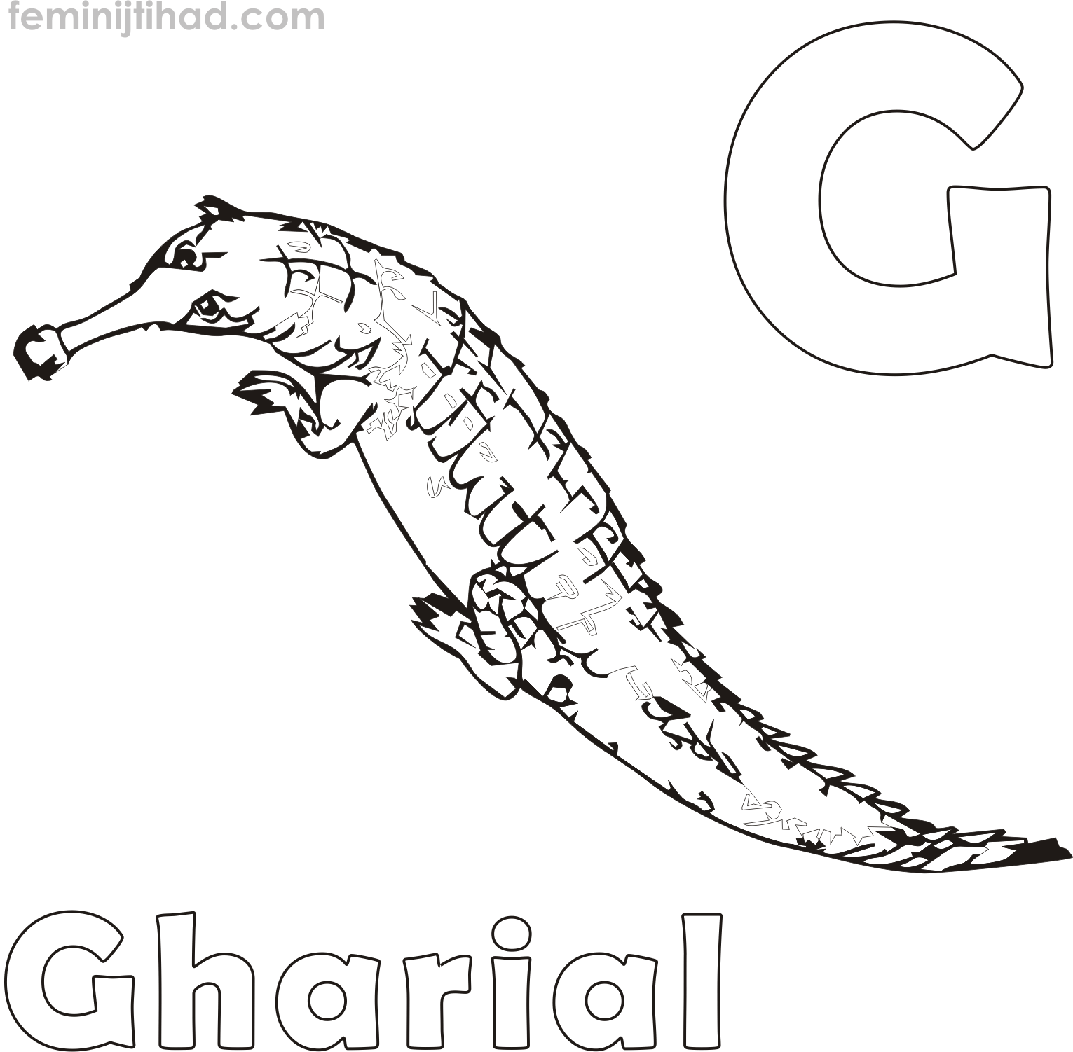 Free Gharial Colorin Page Printable