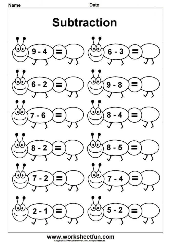 Fun Subtraction Worksheets