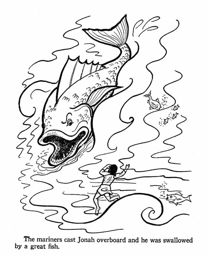 Jonah And The Fish Bible Coloring Pages