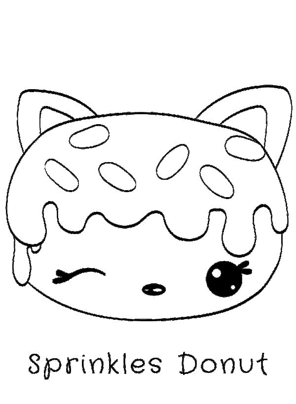 Kawaii Sprinkles Donut Coloring Pages