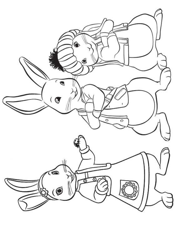 Lily Peter And Benjamin Rabbit Coloring Page