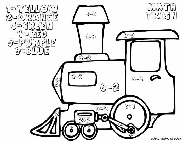 Math Train Subtraction Color By Number