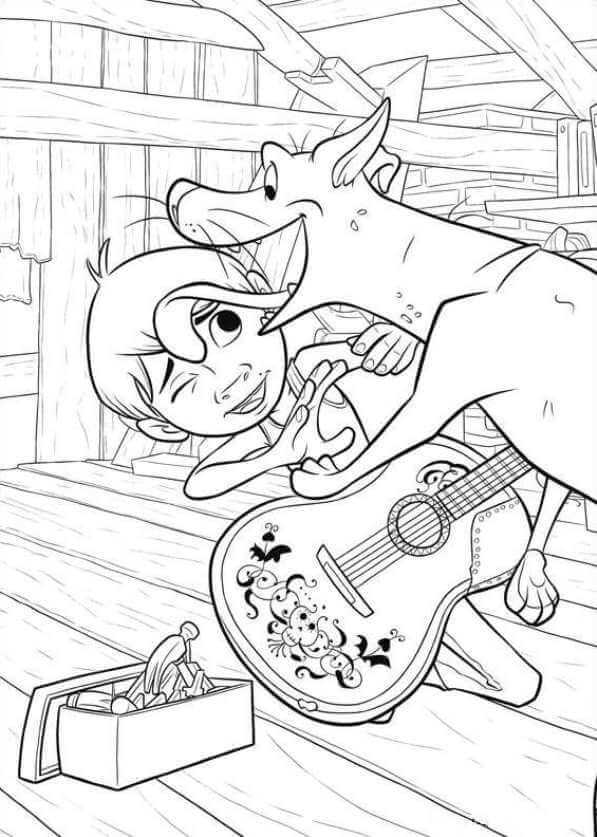 Miguel And Dante Having Fun Coco Coloring Page