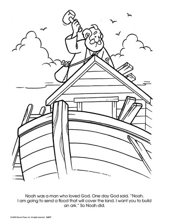 Noah Building Bible Coloring Pages