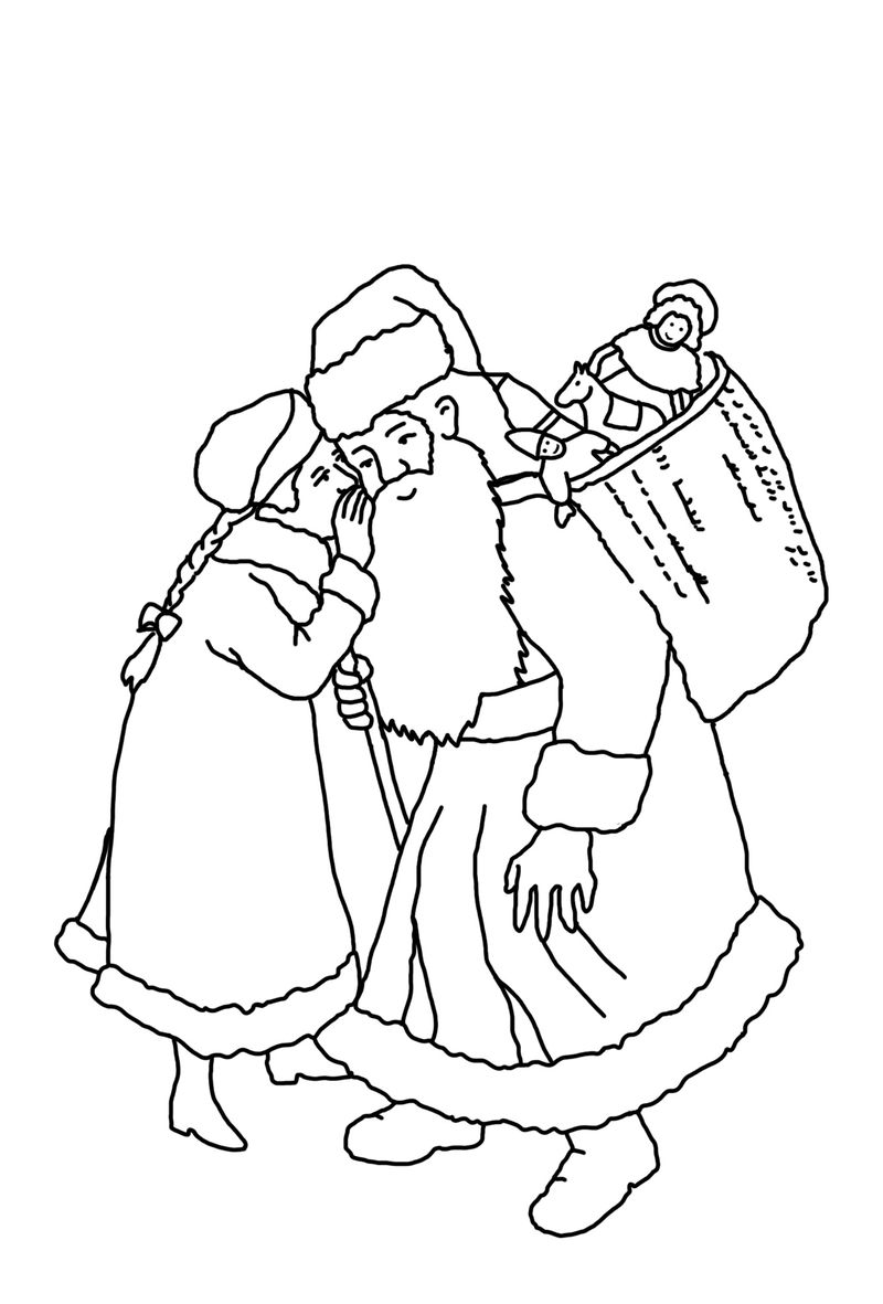 Santa Claus And Elf Coloring Pages