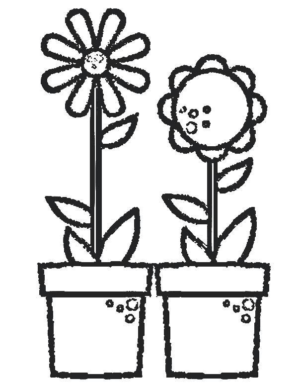 Spring Potted Flowers Coloring Page