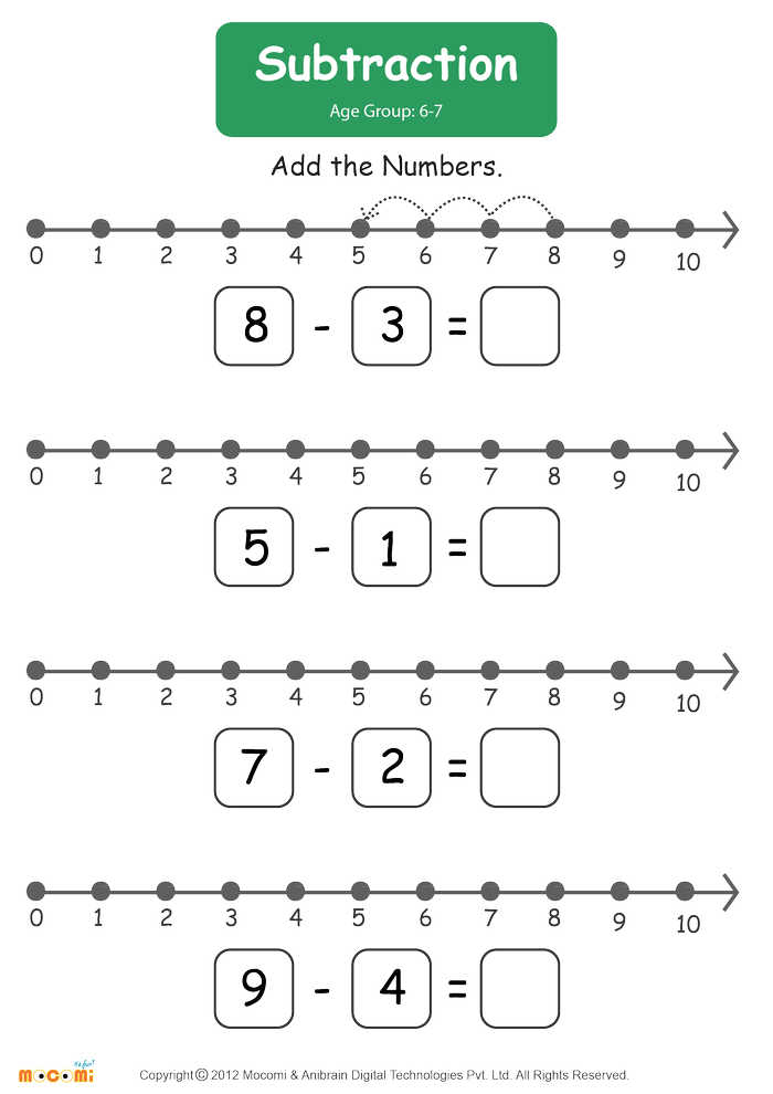 Subtraction Graph Worksheets