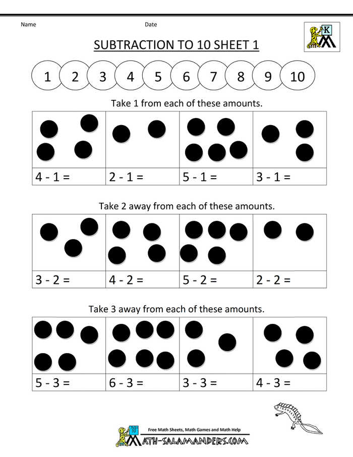 Subtraction Worksheet To