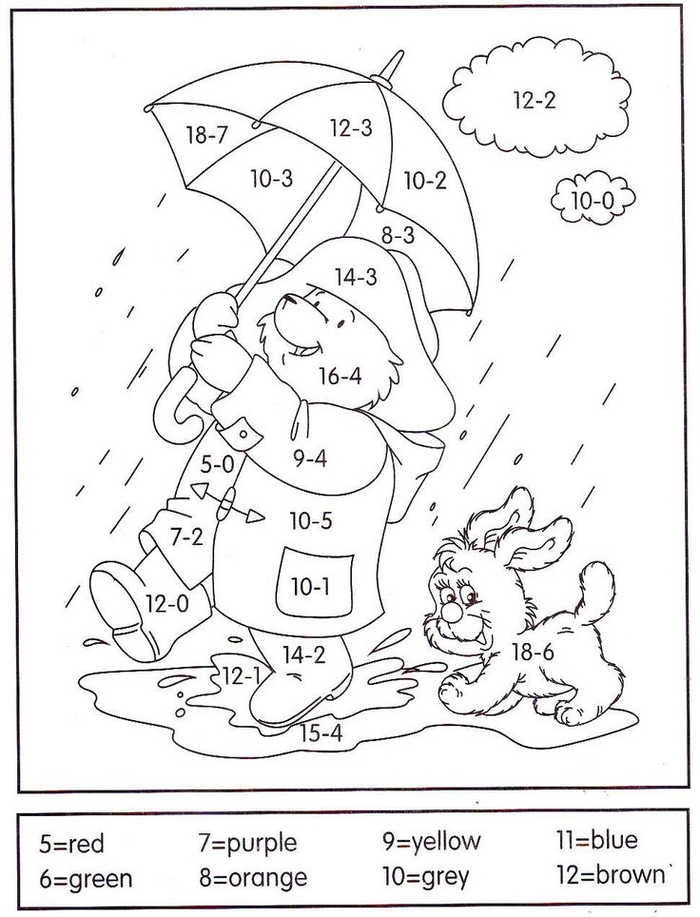 Subtraction Worksheets Color By Number