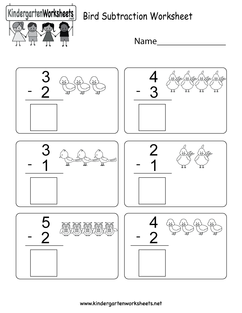 bird subtraction worksheet printable