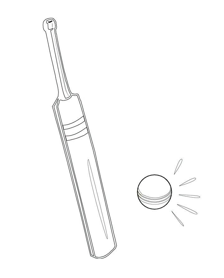 cricket bat colouring page