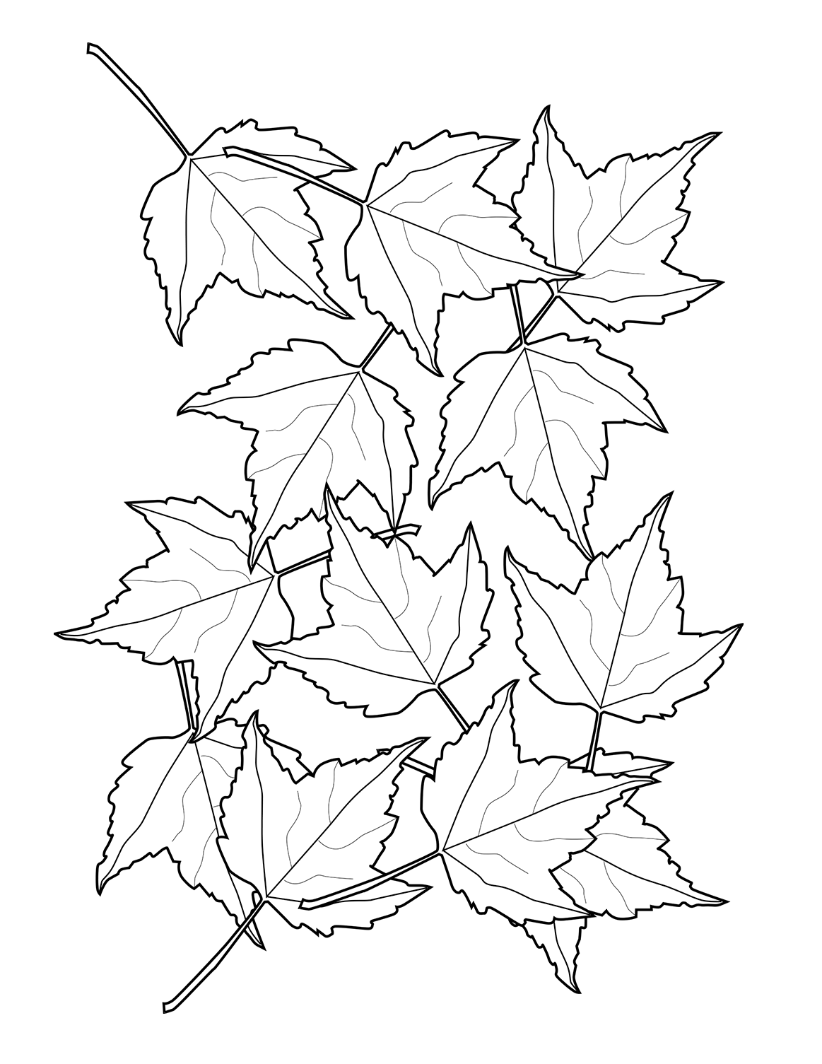 fall leaves clip art coloring pages