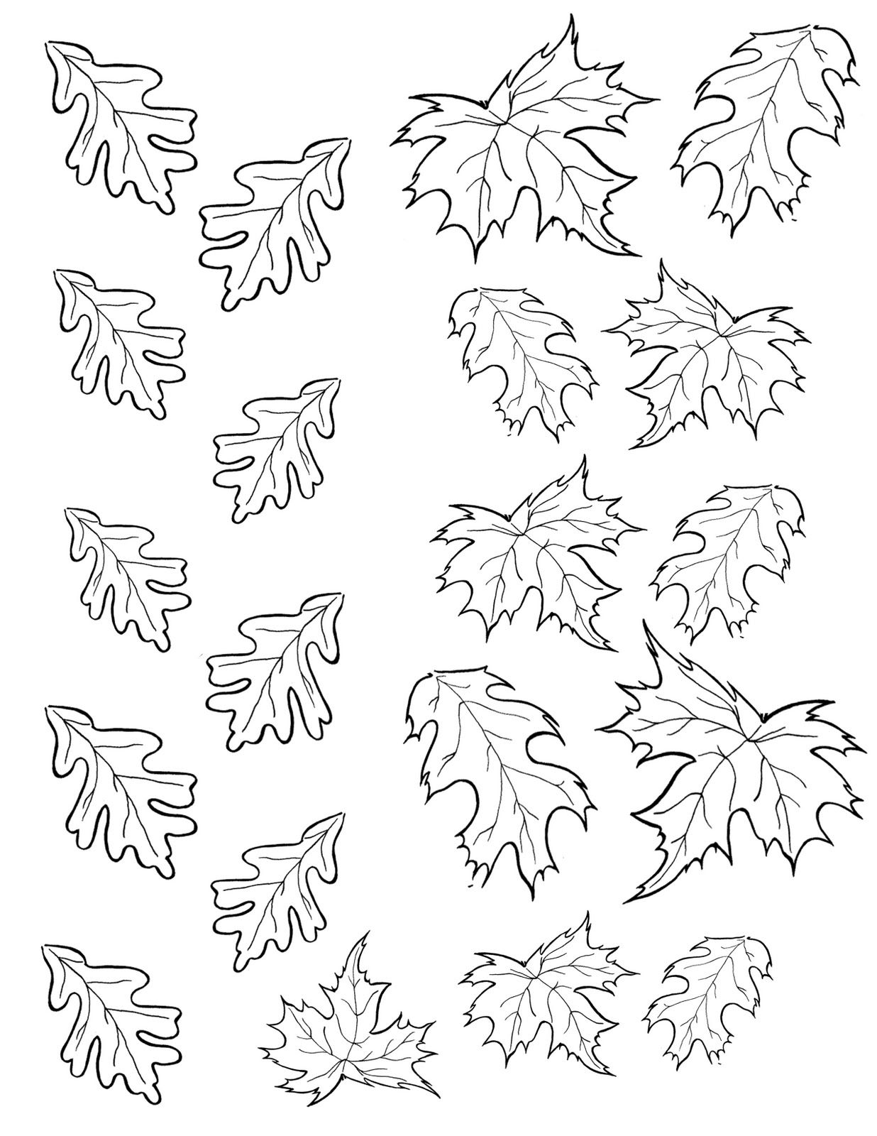 fall leaves printable coloring pages