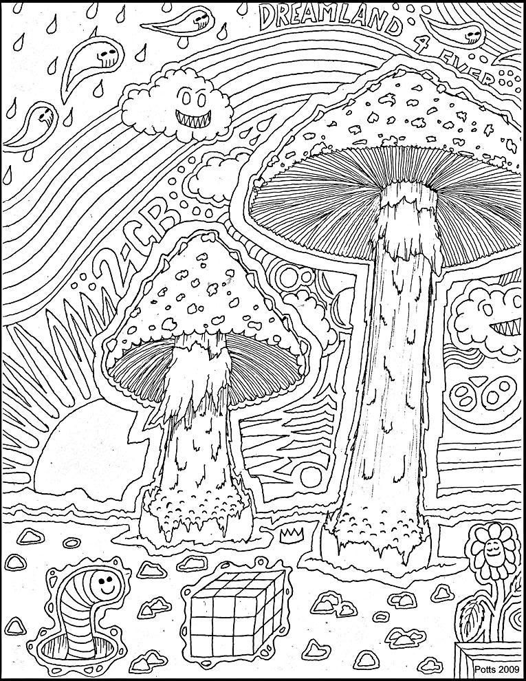 trippy shroom coloring pages