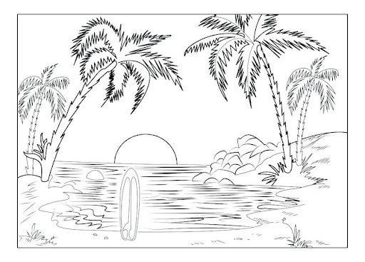 coloring pages of hawaii beaches