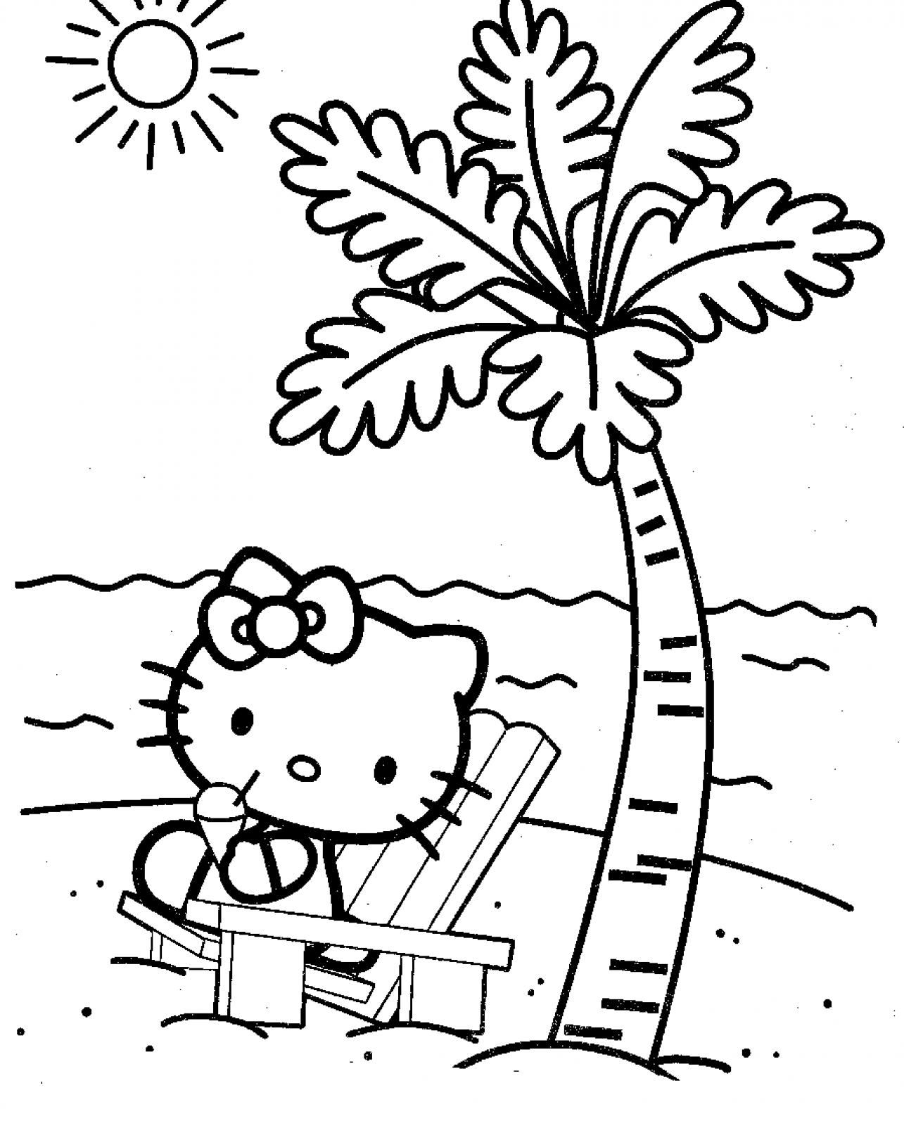 hello kitty hawaii coloring pages