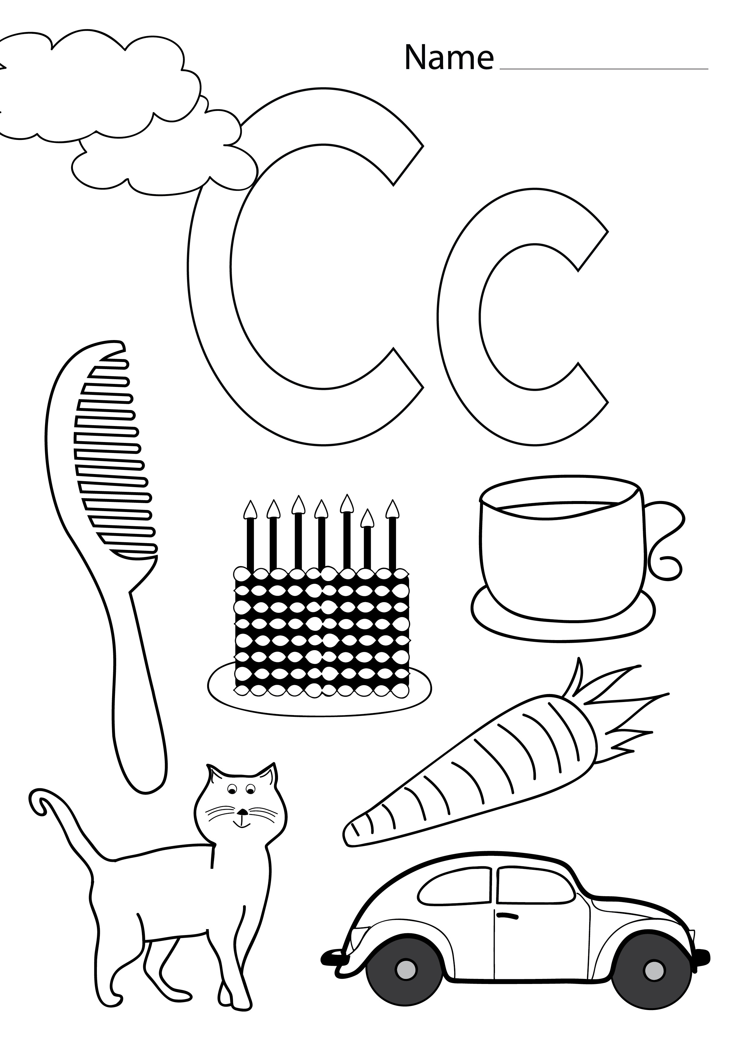 letter c coloring pages printout