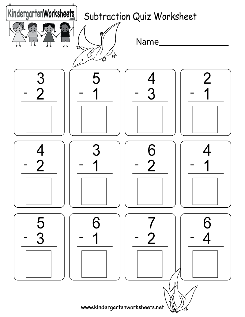 quiz subtraction worksheet printable