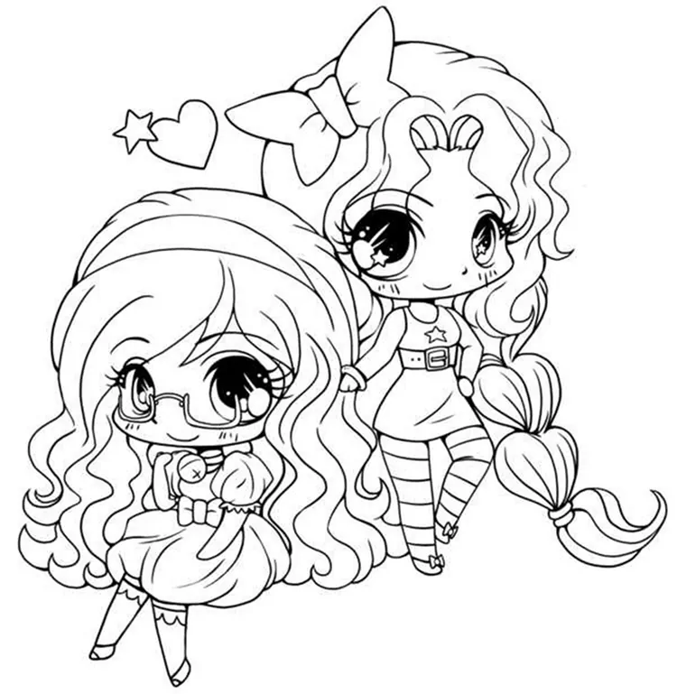 chibi friends teenage colouring