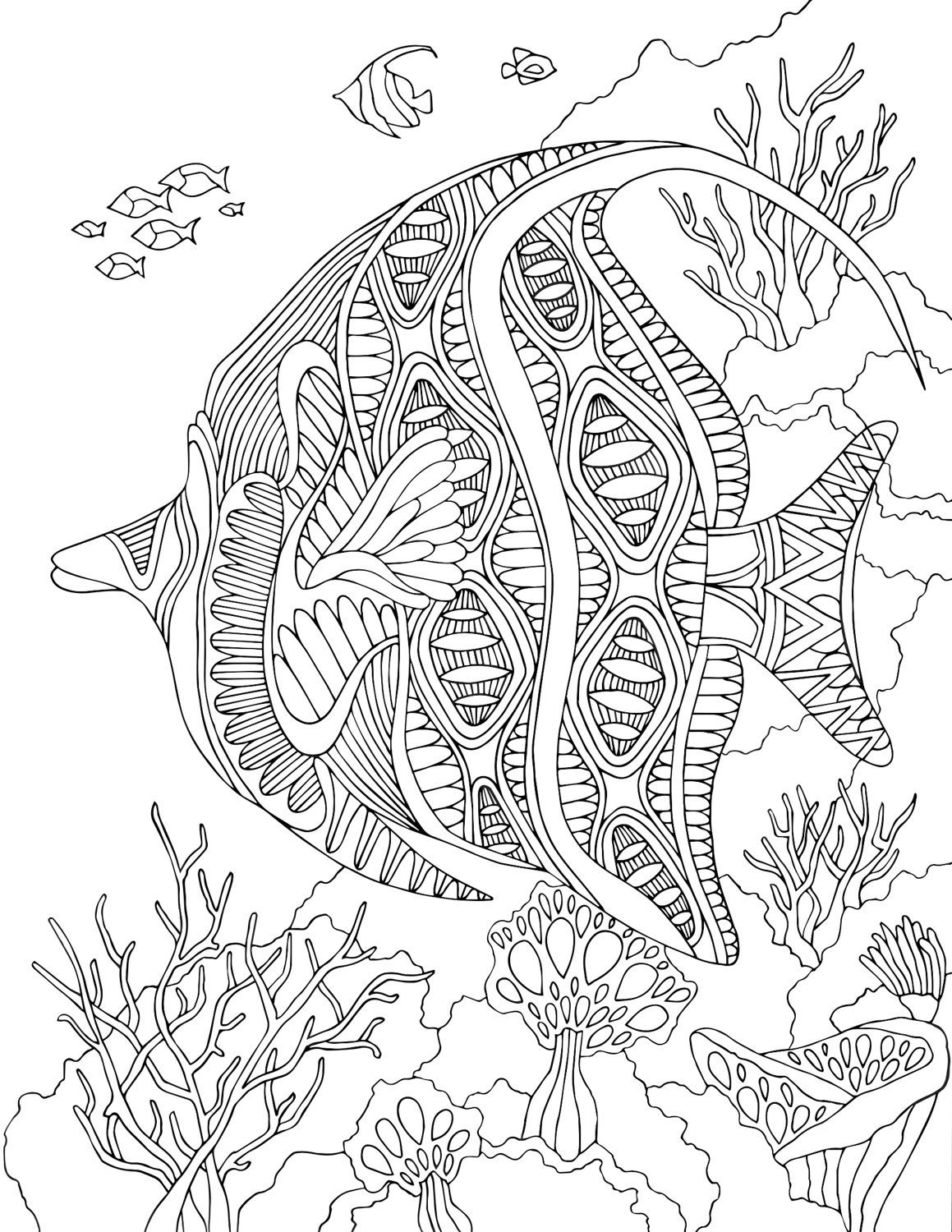 adult coloring pages under the sea