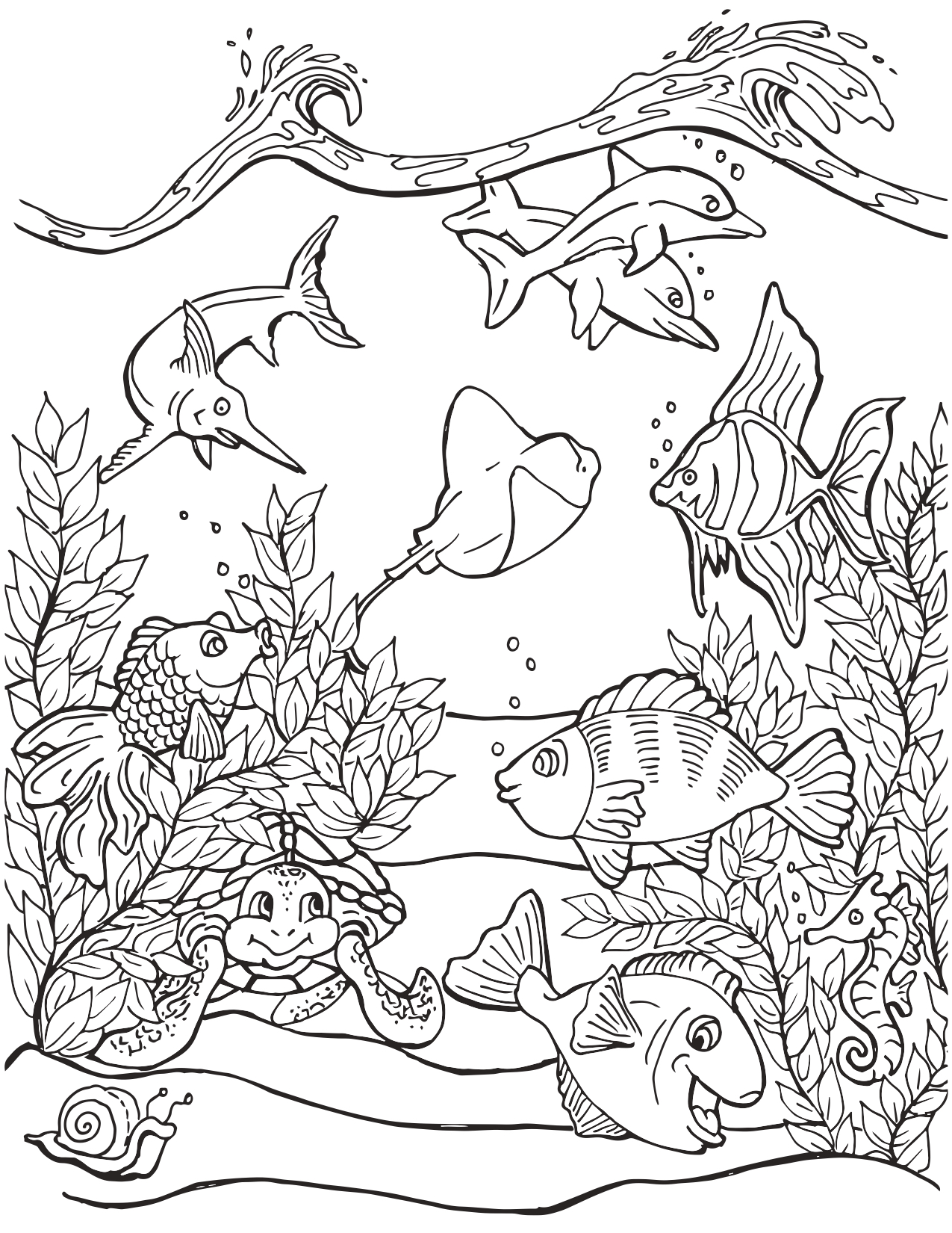 printable full page under the sea coloring pages