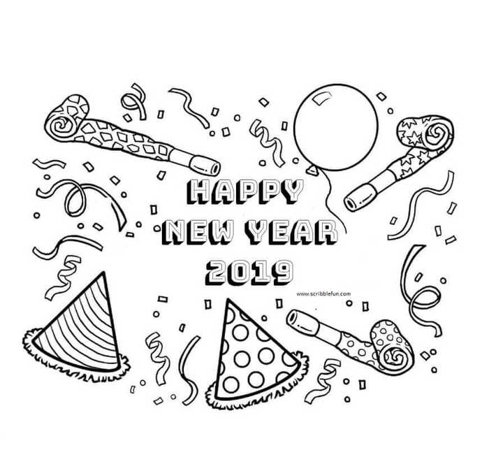 New Year Colouring Pages