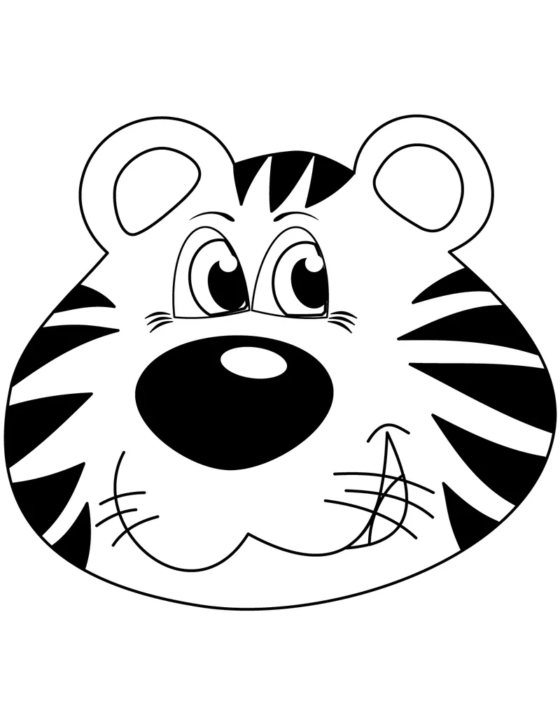 Cute Tiger Head Coloring Pages