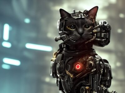 cyborg cat image created by ai