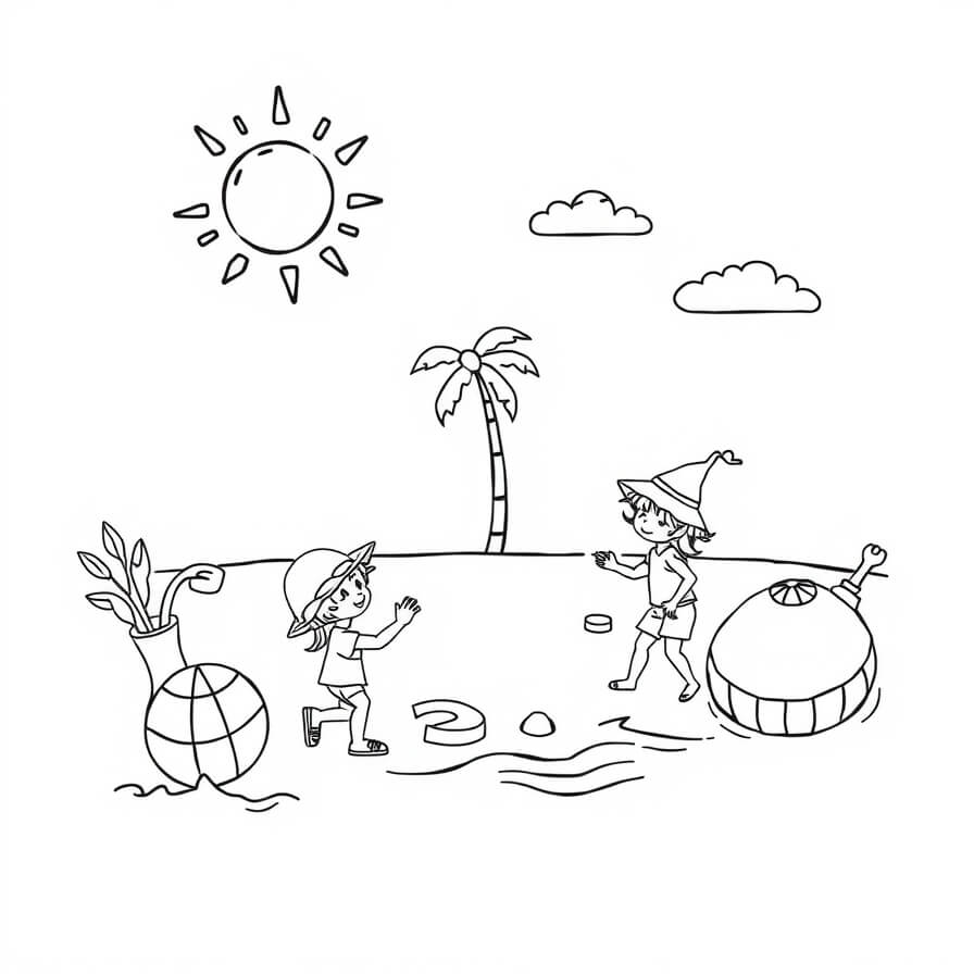 simple summer coloring pages
