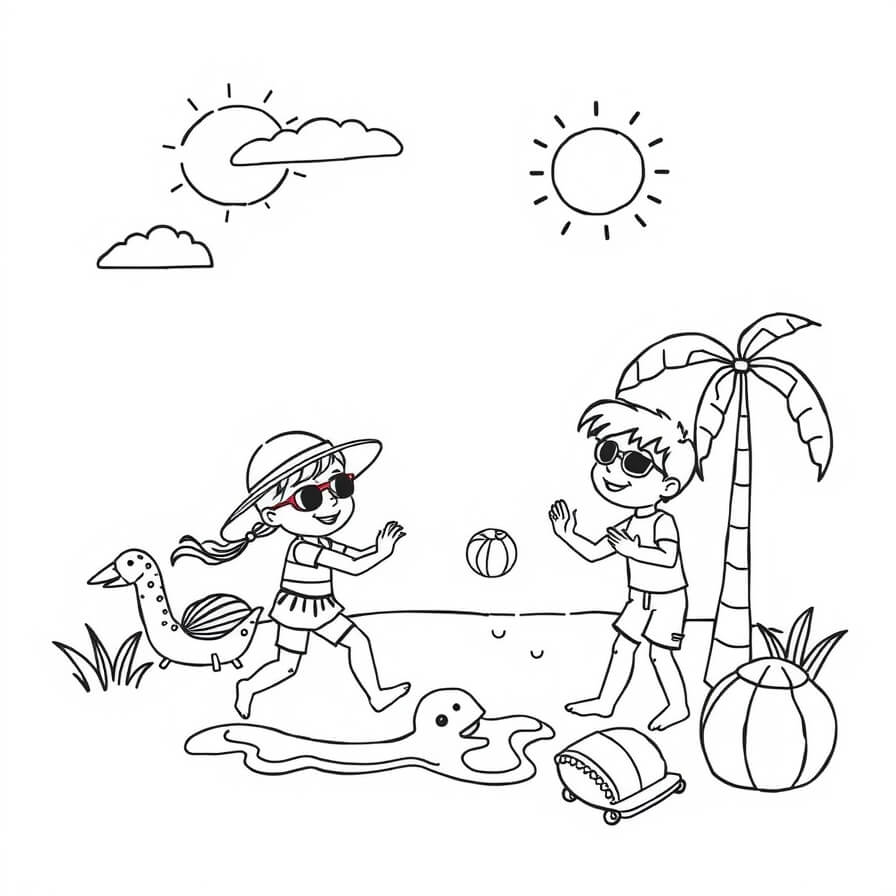 summer coloring pages beach