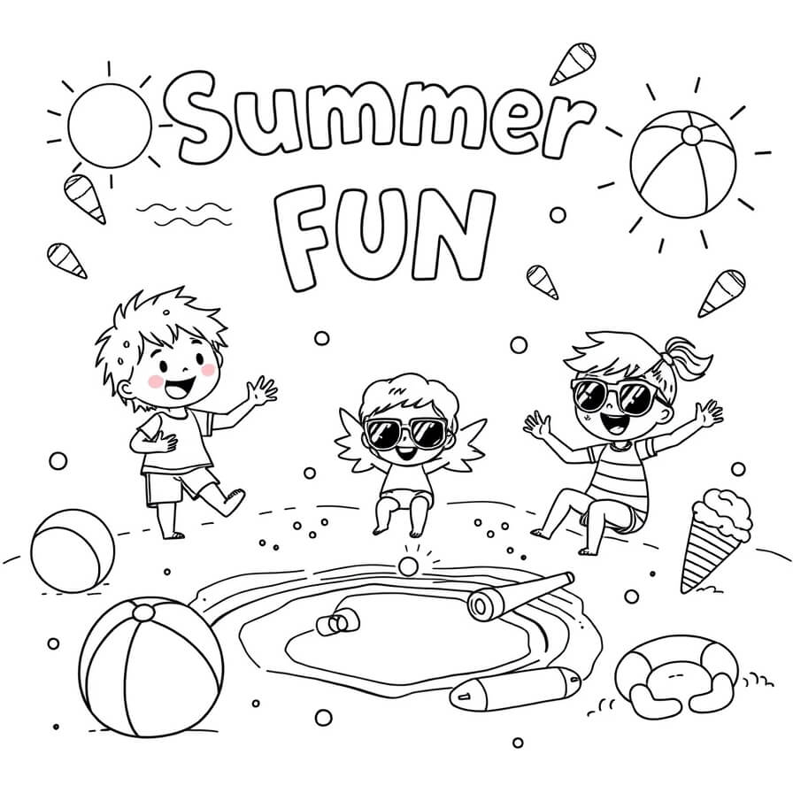 summer fun coloring pages for kids