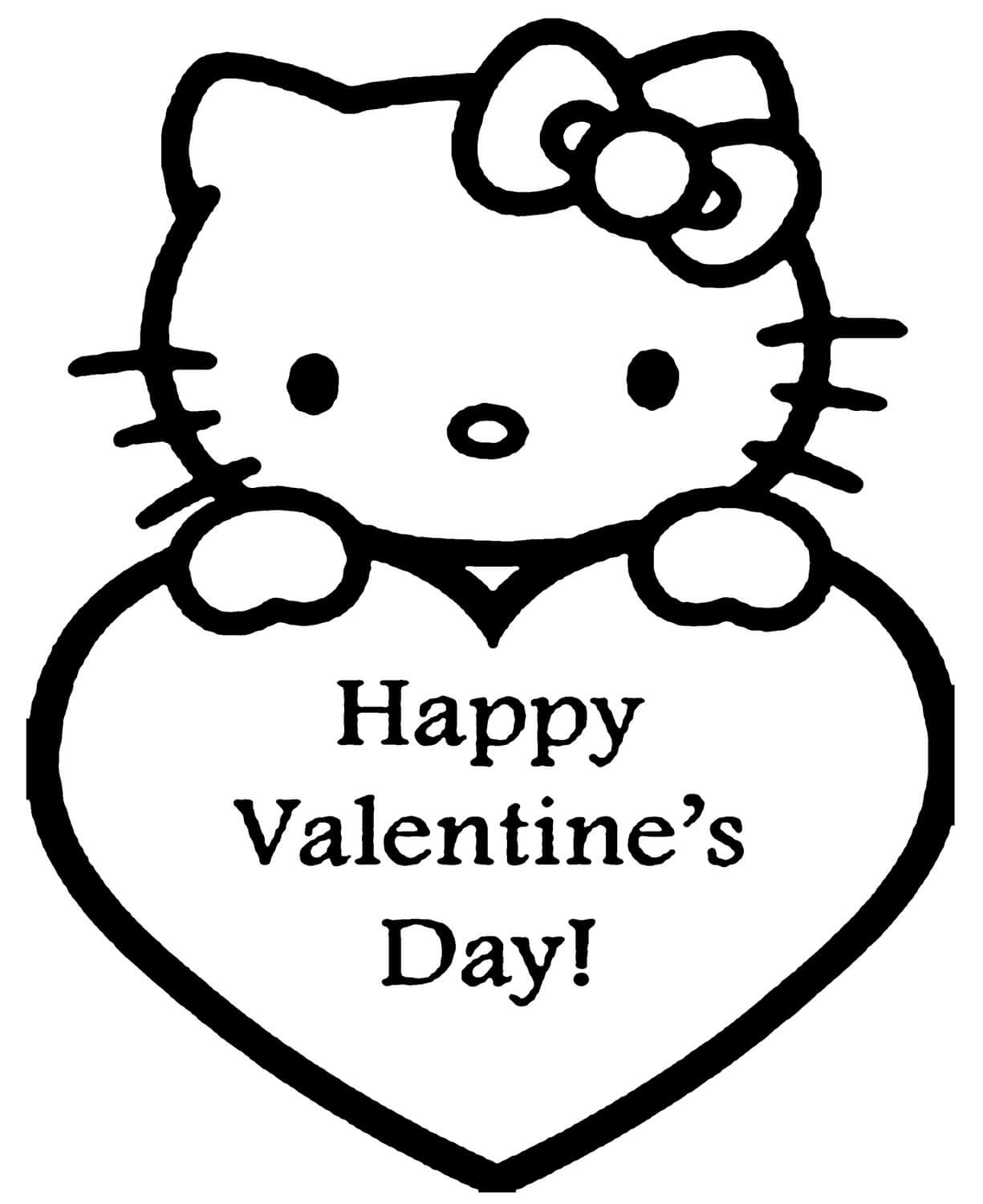 hello kitty valentine coloring pages