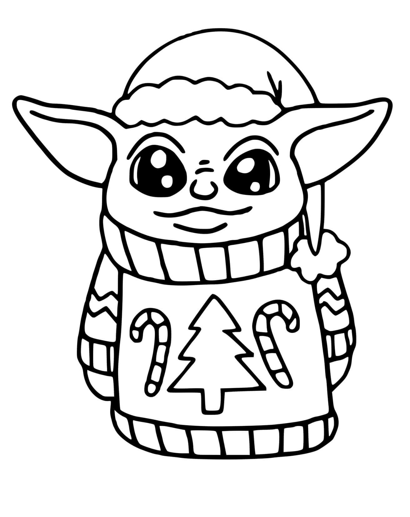 Christmas Baby Yoda Coloring Pages