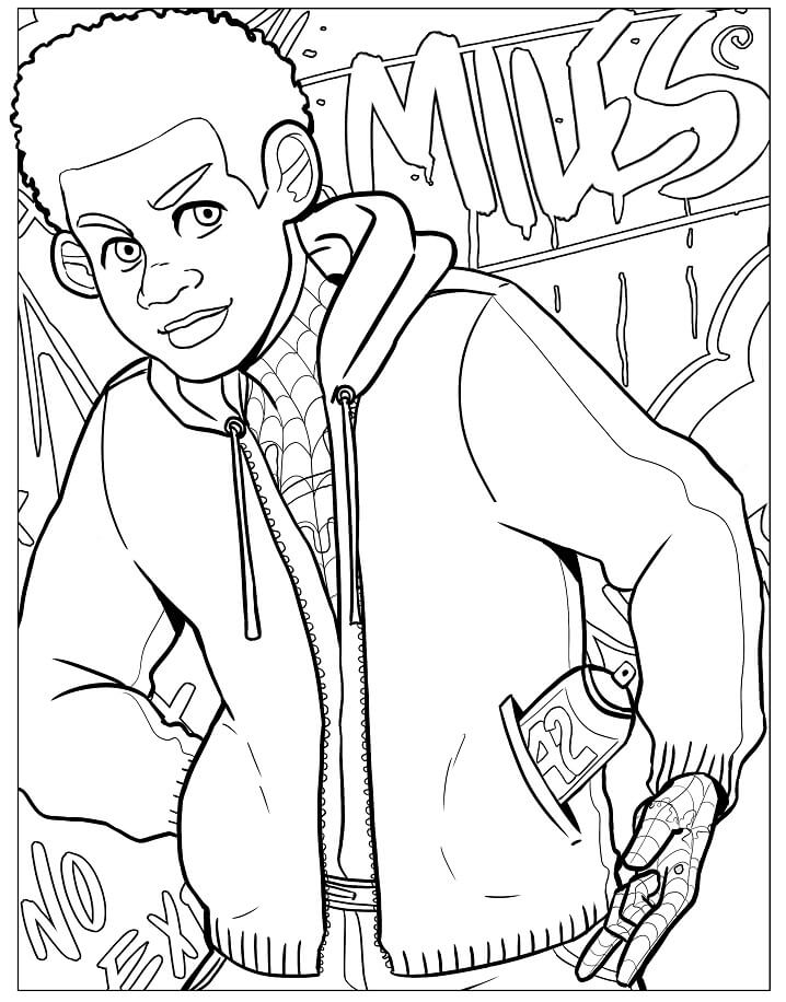 Smiling Miles Morales coloring page