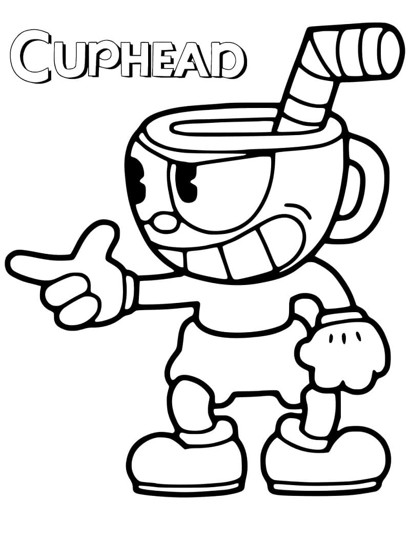 Character Cuphead coloring page