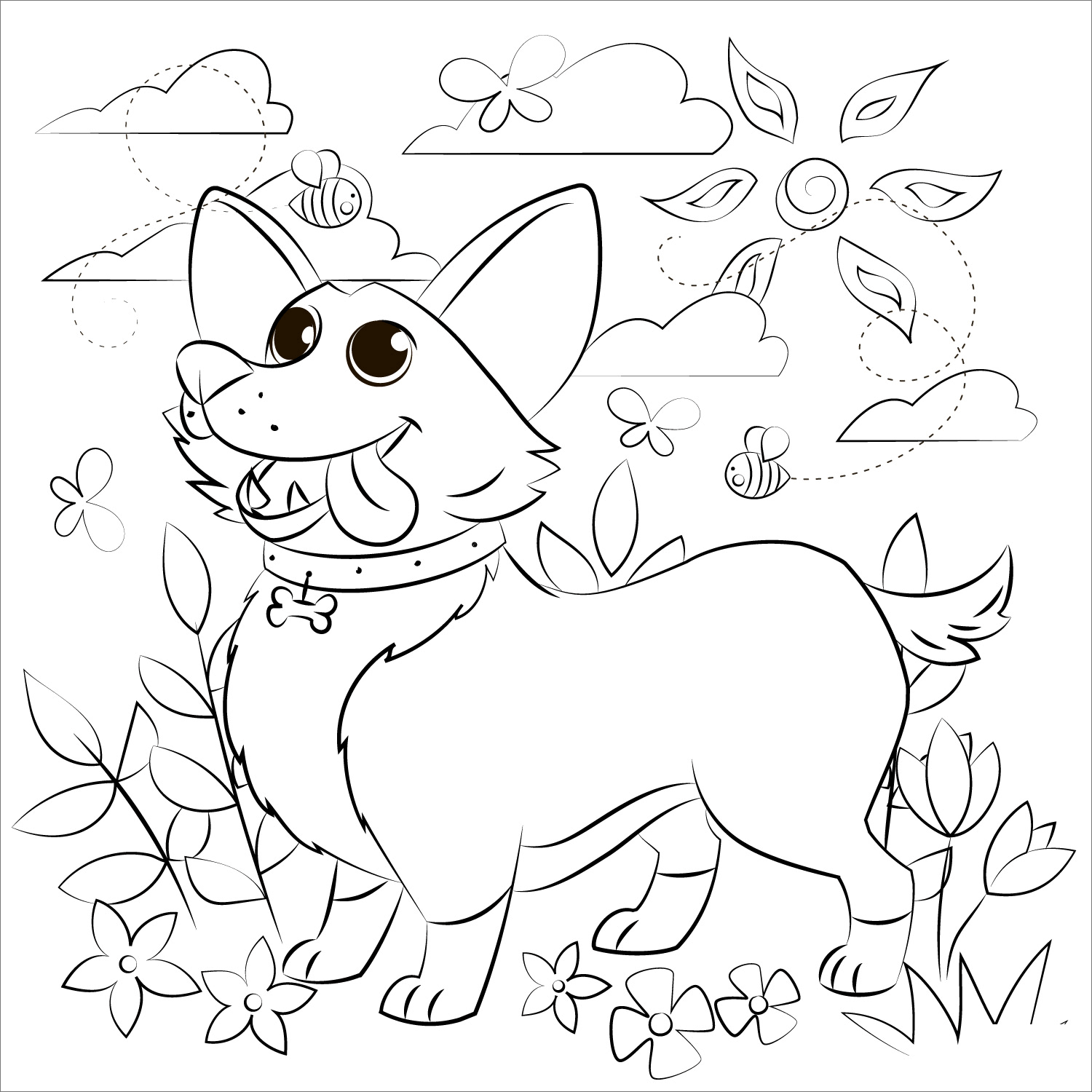 Cute Corgi Coloring Pages