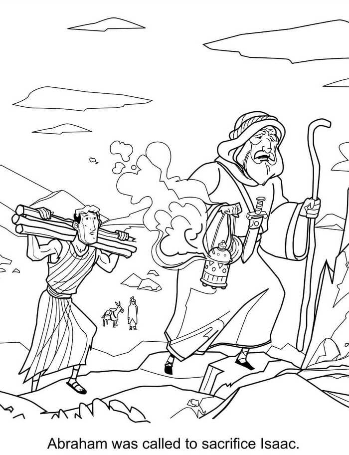 Abraham Sacrificing Isaac Sunday School Coloring Page