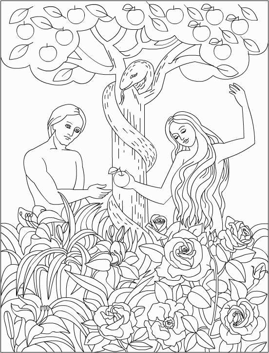 Adam And Eve Creation Coloring Page