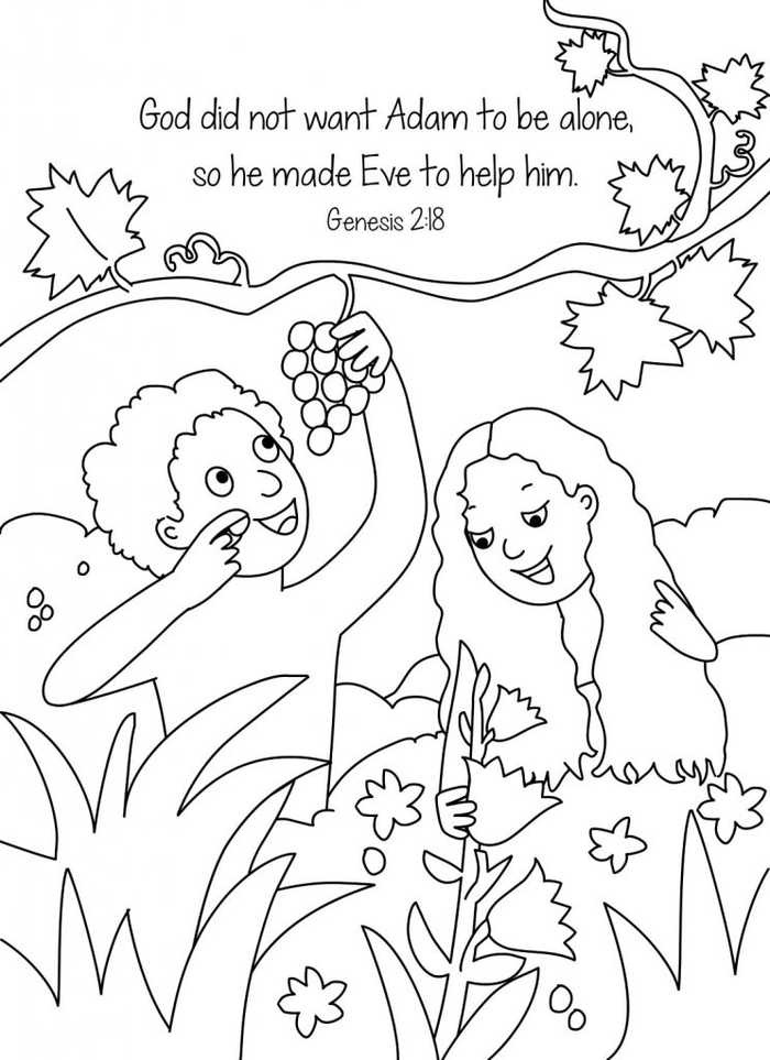 Adam And Eve Creation Coloring Page 1