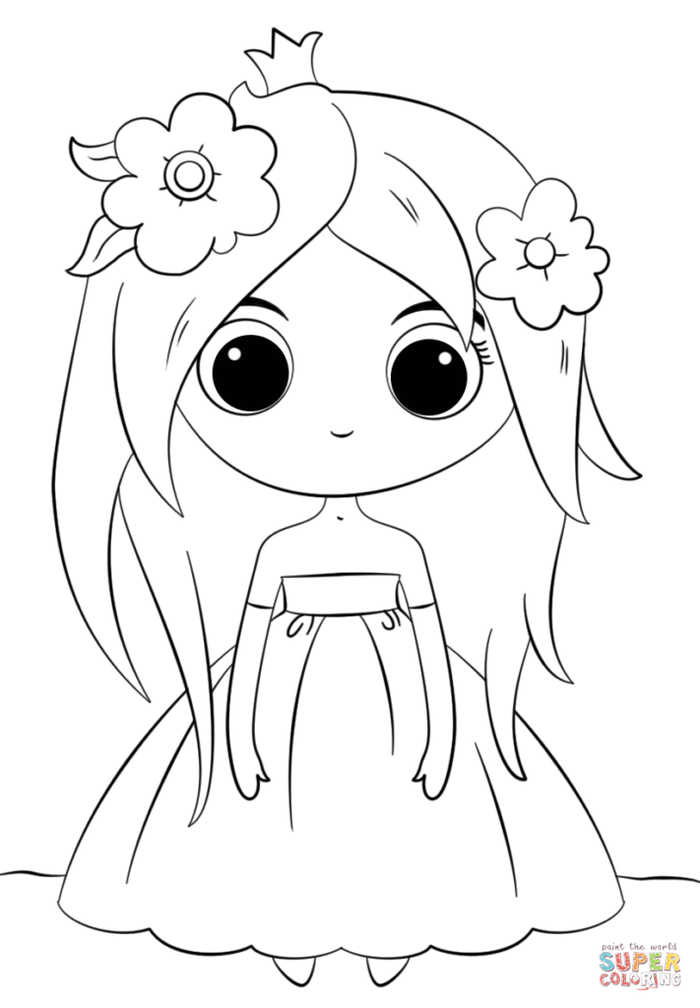 Adorable Cartoon Princess Coloring Page